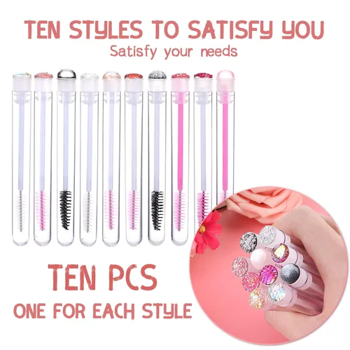 Miniatura 2 de Dming - Cepillo para pestañas, herramienta de maquillaje, suministros para extensiones de pestañas, cepillo de limpieza, rímel con diamante, 50