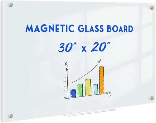Miniatura 14 de Pizarra blanca magnética de vidrio para pared, pizarra de borrado en seco de vidrio de 16 x 12 pulgadas, pizarra blanca grande sin marco