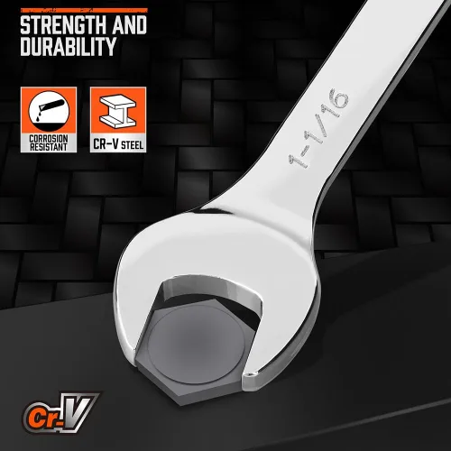 Miniatura 3 de HORUSDY Juego de llaves grandes con bolsa rodante SAE 6 piezas 15/16″, 1″, 1-1/16″, 1-1/8″, 1-3/16″, 1-1/4″ 12 puntos Acero al cromo