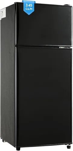 Refrigerador dormitorio con congelador, refrigerador pequeño de 3.45 pies cúbicos con congelador para apartamento, temperatura ajustable de 7