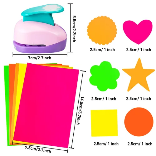 Miniatura 2 de CHENGU 16 perforadores de papel para manualidades, perforadores para álbumes de recortes con papel adhesivo para manualidades, redondos, estrellas