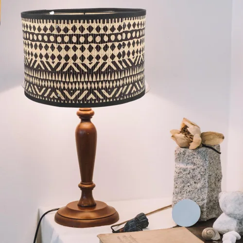 Miniatura 4 de DOITOOL Pantalla de lámpara de bambú bohemia de 12 pulgadas, repuesto de cubierta de tambor impresa para lámparas de mesa, lámpara de piso