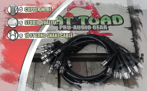 Miniatura 6 de Fat Toad Cable de serpiente XLR de 16 canales de 10 pies (ShieldedPRO X Series) – Cable de conexión de audio para estudio, escenario, interfaz