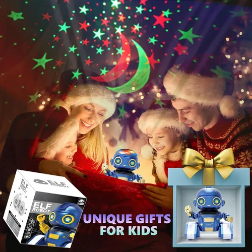 Miniatura 6 de Aikmi Juguetes Robot para Niños de 5-7, Robot Recargable de Control Remoto con Proyector de Luz Nocturna para Niños, Sensor de Gestos, Música, Azul