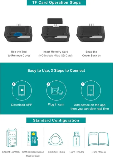 Miniatura 7 de Cámara con cargador USB, cámara pequeña WiFi, mini cámara inalámbrica nanny Full HD 2K, gran angular de 120° para seguridad interior discreta