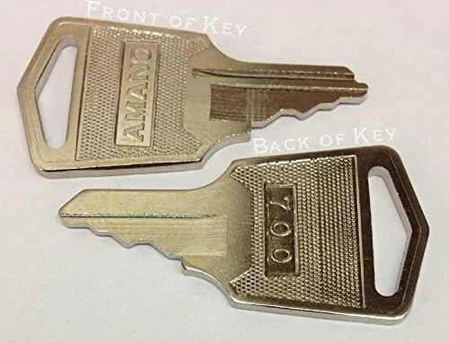 Amano - Llave de reloj de tiempo (juego de 2) se adapta a todos los MJR-7000, MJR-8000, TCX-11, TCX-21, TCX-22, PIX-200, PIX-3000, BX-1500, BX-1600,