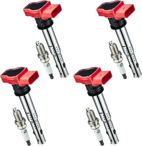BDFHYK Paquete de bobinas de encendido UF529 y bujías de iridio 4644 compatibles con Audi A3 A4 Allroad Quattro A5 Quattro Q5 TT Quattro Volkswagen