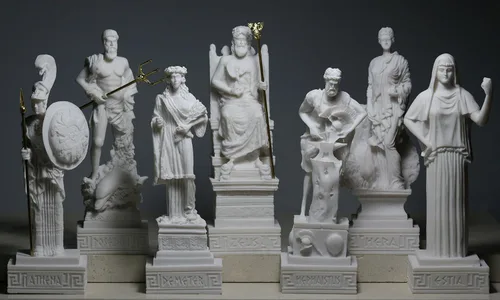 Miniatura 7 de Conjunto de 12 esculturas de estatua de alabastro de 12 dioses olímpicos griegos