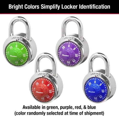 Miniatura 4 de Candado de casillero Master Lock 1505D, candado de combinación con dial, 1 paquete, colores pueden variar El color puede variar