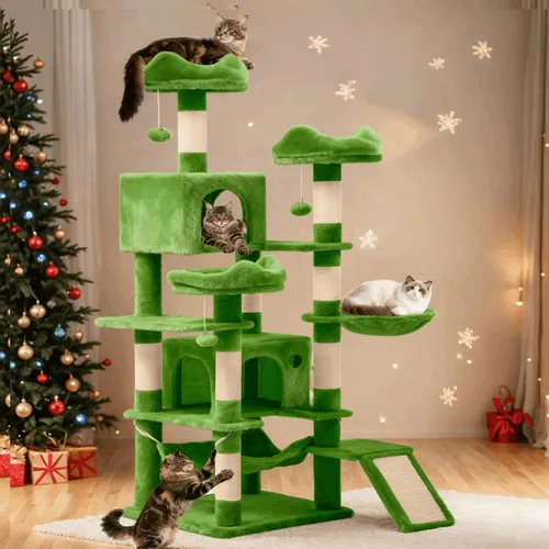 Miniatura 7 de YITAHOME Árbol para gatos de 75 pulgadas de alto para interior: torre multinivel para gatitos con condominios para gatos, perchas superiores, rampa
