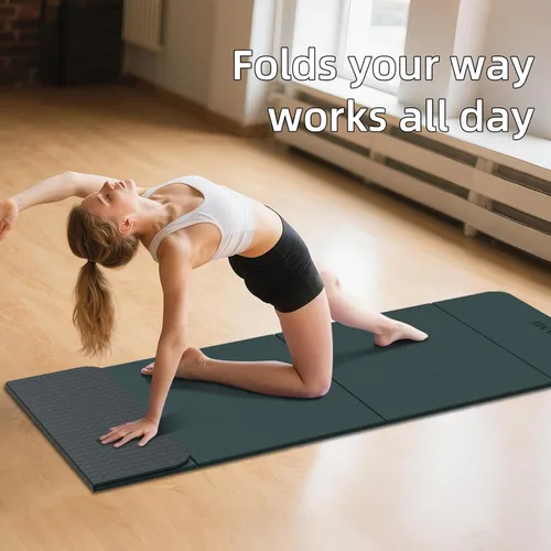 Miniatura 7 de Foldable Yoga Mat 0.32 inches Thick(8mm), SGS Certified POE Material, Non Slip, 71 x 24 inches, Foldable for Travel, Pilates, Camping, Environmental