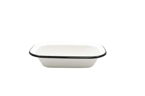 Miniatura 4 de TableCraft 80013 Colección Enamelware - Sartén para servir, blanco con borde negro, porcelana sobre acero, del horno a la mesa, camping, casa