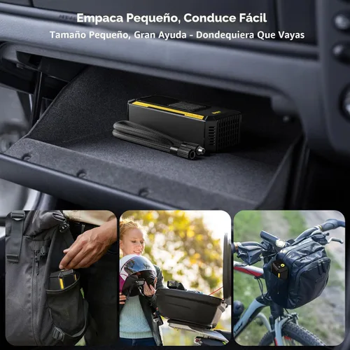 Miniatura 6 de Inflador de neumáticos, compresor de aire portátil, inflador de neumáticos portátil de 150 PSI para automóvil con indicador digital, bomba de aire