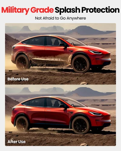 Miniatura 4 de REEVAA - Juego de 4 guardabarros para Tesla Model Y 2019-2025, protege la pintura, no requiere perforación, para todo tipo de clima, negro