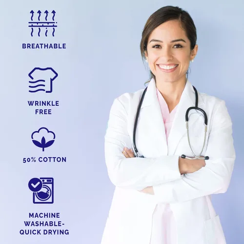 Miniatura 3 de Medvat bata de laboratorio de 41" de largo, calidad premium, cómoda y transpirable, unisex.