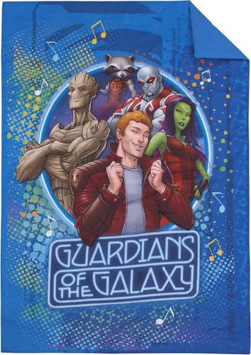 Miniatura 2 de NoJo Marvel Guardians of The Galaxy Azul Let's Rock Juego de Cama para Niños Pequeños de 4 Piezas - Edredón, Sábana Bajera Ajustable, Sábana