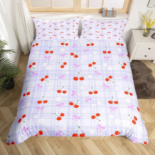 Miniatura 24 de Juego de funda de edredón con lazo de dibujos animados para niños, tamaño individual, juego de ropa de cama de mariquita, escarabajo, insecto