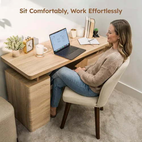 Miniatura 4 de Juego de 2 Sillas de Comedor – Sillas de Cocina Modernas Tapizadas (Sillas de Comedor) con Respaldo Alto Recortado Único y Patas de Madera, Silla
