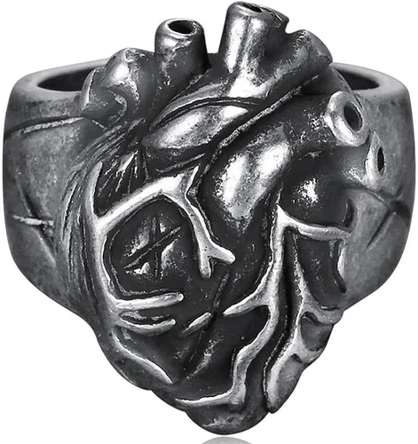 Jude Jewelers Anillo retro vintage de acero inoxidable gótico estilo corazón cockail fiesta motorista vacaciones anillo
