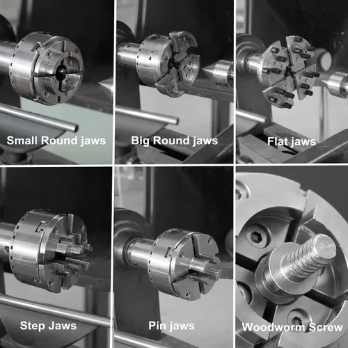 Miniatura 2 de NCK-3.75ZN/S1 Mandril de Torno para Madera 3-3/4" Juego de Mandril Autocentrante 1"x 8TPI Rosca Directa con tornillos prisioneros de bloqueo