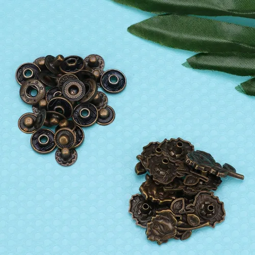 Miniatura 3 de EXCEART Juego de 10 cierres de botón a presión de estilo retro de 0.62 x 1.10 pulgadas, accesorios de hebilla con base para bolsos de costura