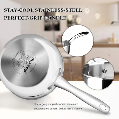 Miniatura 3 de Duxtop Cacerola Whole-Clad Tri-Capa de Acero Inoxidable con Tapa, 3 Cuartos, Utensilios de Cocina de Inducción