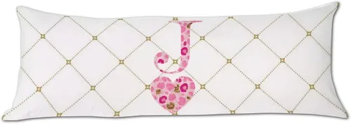 Miniatura 13 de Funda de almohada corporal con monograma del alfabeto y corazón, estampado de leopardo rosa, letra H, almohadas para dormir, funda de almohada larga