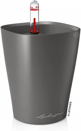Lechuza 14949 Mini Deltini - Maceta de riego automático para uso en interiores y exteriores, 4 x 4 x 5 pulgadas, color carbón