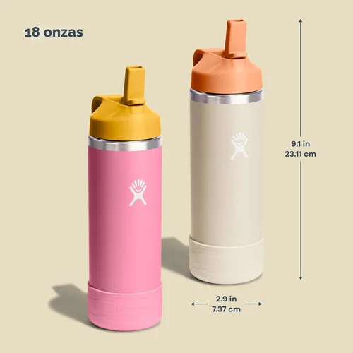 Miniatura 3 de Hydro Flask Botella de agua para niños para la escuela, acero inoxidable y aislada con tapa de pajita, 18 onzas en dalia Dahlia