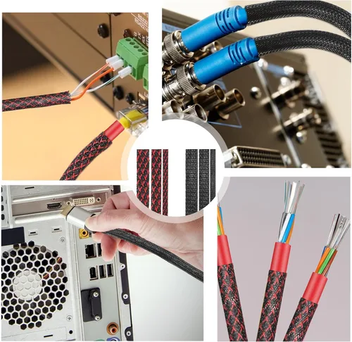 Miniatura 5 de 6 rollos de telar de alambre trenzado de 96 pies con 127 tubos termorretráctiles, cubiertas de cable para mascotas, organizador de cables expandible