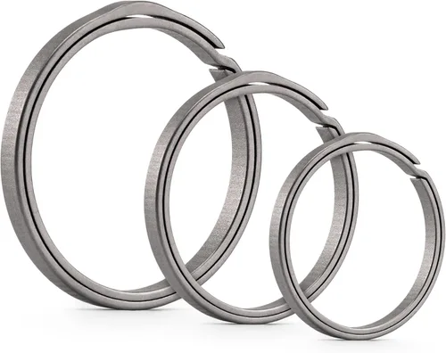 KeyUnity Llavero para llavero, anillo dividido de titanio de 22/27/1.299 in, anillo de empuje lateral redondo plano para hombre y mujer