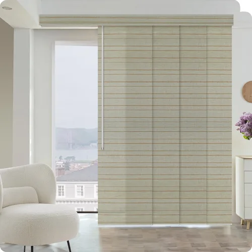 Miniatura 11 de Graywind - Paneles deslizantes manuales 100% opacos con control de varilla, persianas de privacidad para ventanas de patio, puertas corredizas