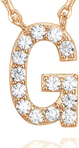 Miniatura 127 de PAVOI 14K White Gold Plated Cubic Zirconia Initial Necklace Letter Dainty Necklaces for Women