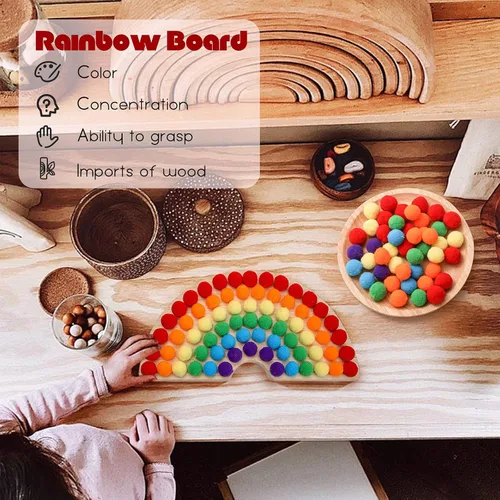 Miniatura 5 de ibwaae Juego de cuentas de madera para clasificación de colores, juego de conteo a juego, conteo de cuentas, habilidades motoras finas, juguetes
