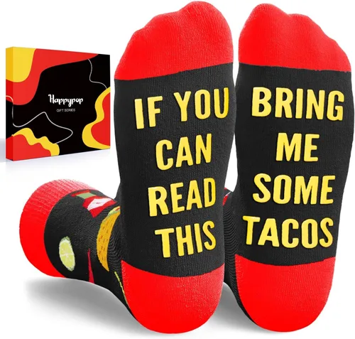 HAPPYPOP Funny Food Socks Men - Women Hot Dog Ramen Taco Gifts, Pizza Taco Socks for Teen Boys Girls