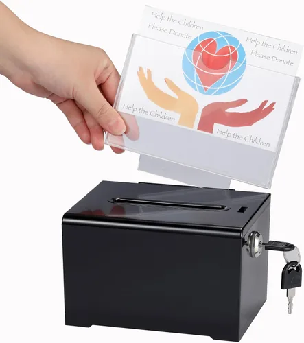 Adir - Caja de sugerencias con ranura y candado, caja de donación acrílica para recaudación de fondos, caja de dibujo para rifa, caja de recaudación