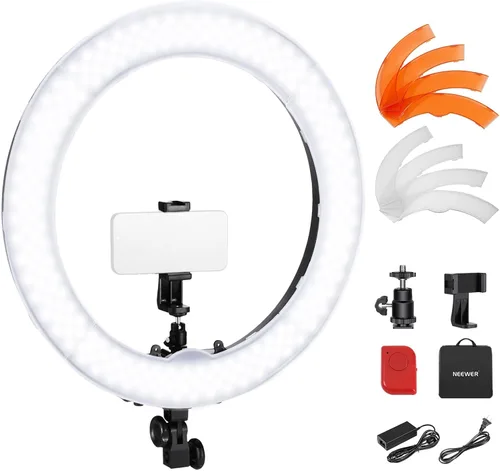 Miniatura 8 de Neewer Anillo de luz de 18 pulgadas, 55 W regulable 5500K luz con 240 LED filtro de color, tubo suave y bolsa de transporte para YouTube, TikTok