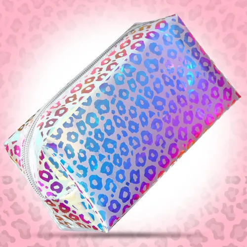Miniatura 2 de Boao 2 bolsas de maquillaje holográficas iridiscentes transparentes con purpurina, bolsa de cosméticos de viaje, bolsa de aseo con cremallera