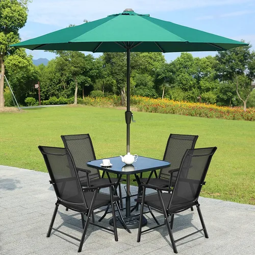Miniatura 2 de S AFSTAR Juego de 4 sillas de patio, sillas de comedor plegables para exteriores con reposabrazos, sillas plegables para porche para césped, Negro
