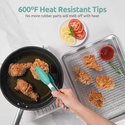 Miniatura 3 de Pinza de cocina resistente al calor de 600ºF: pinza de cocina de silicona U-Taste de 7 pulgadas con puntas de goma antiadherentes selladas firmes