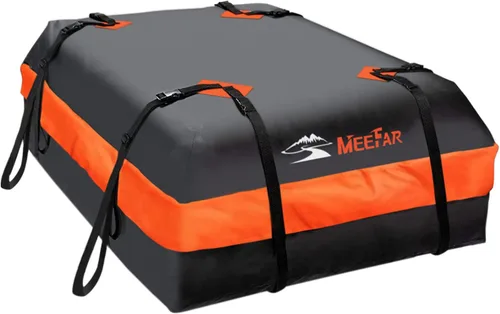 Bolsa de techo para coche XBEEK de MeeFar, impermeable, portaequipajes para azotea, 15 pies cúbicos para todos los coches con/sin estante, incluye