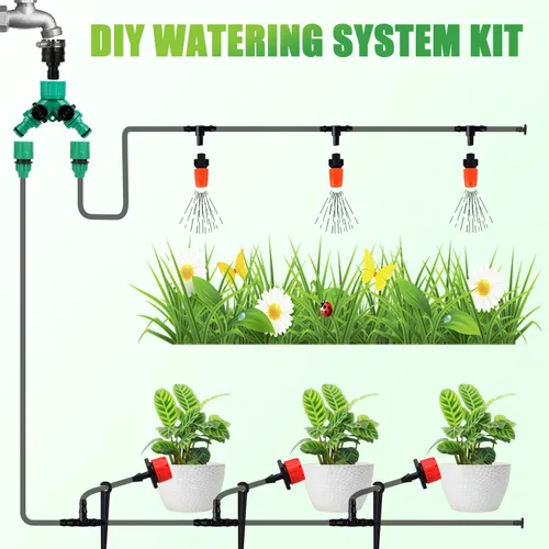 Miniatura 4 de Sistema de riego por goteo de 164 pies, sistema automático de riego de jardín de 192 piezas con rociador de boquilla de nebulización ajustable, tubo