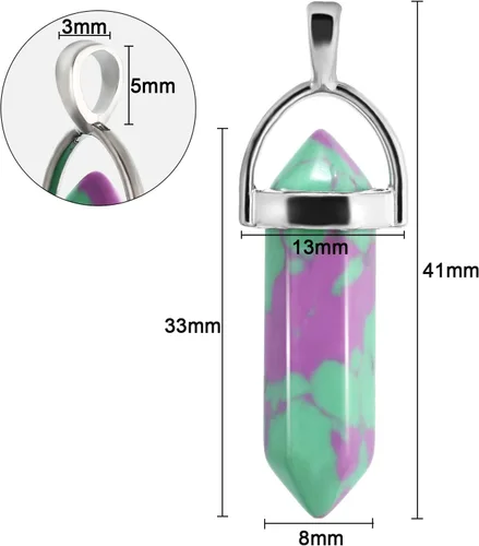 Miniatura 2 de 60 dijes de chakras hexagonales de cristal, piedra de cuarzo en punta con bolsa de almacenamiento (60 colores)