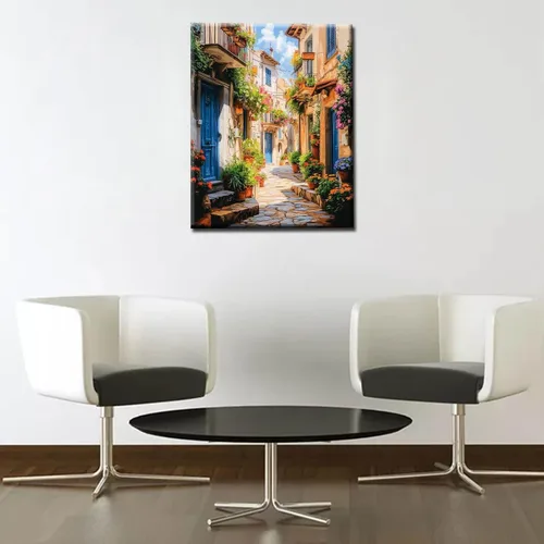Miniatura 4 de Tucocoo Pintura de paisaje de luz solar por número para adultos sobre lienzo, pinceles de pigmento acrílico, nubes, kits de pintura al óleo