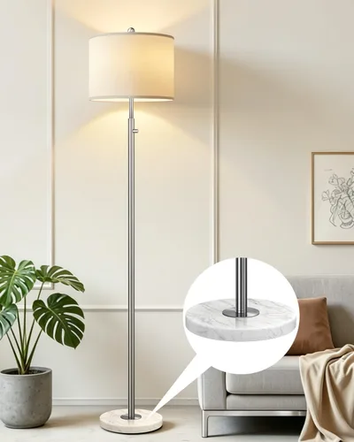 Miniatura 15 de 【Actualizado】Lámparas de pie doradas regulables para sala de estar, bombilla LED de 11 W incluida, lámpara de pie moderna con base de mármol, luz
