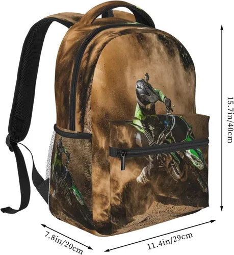 Miniatura 3 de Mochila de motocross para niños, niñas y hombres, mochila de viaje para computadora portátil casual, mochila universitaria de regreso a la escuela