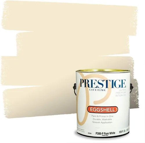 Miniatura 180 de PRESTIGE Paints Exterior Paint and Primer In One, 1-Gallon, Satin, Comparable Match of Benjamin Moore* Royal Linen* 931BM-PCM