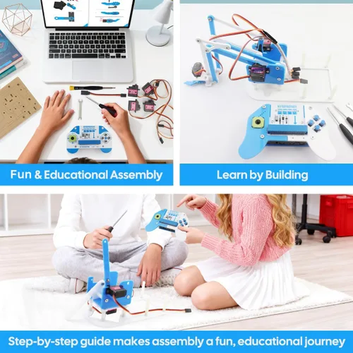 Miniatura 3 de Microbit Kit de brazo robótico inteligente, kit de construcción de brazo mecánico programable 4DF para fabricantes y entusiastas de STEM