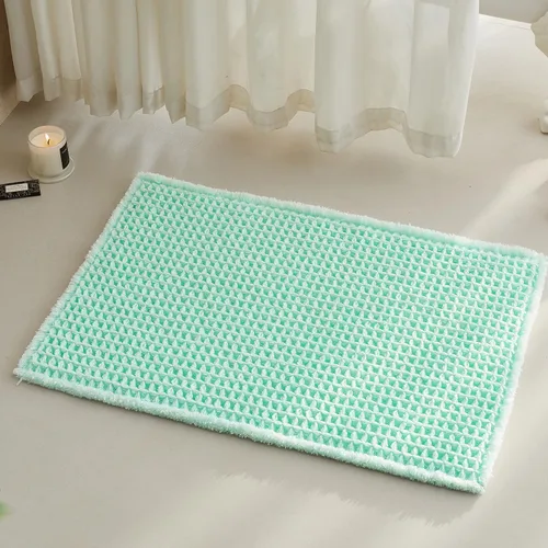 TYUU Tapete de baño estilo gofre, tapete de baño bohemio, antideslizante, lavable, súper absorbente, de secado rápido, bonito tapete de baño para