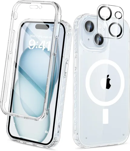 Miniatura 14 de Funda para iPhone 15 de cuerpo completo, protector de pantalla integrado, con protector de lente de cámara, [antiamarilleamiento], funda protectora